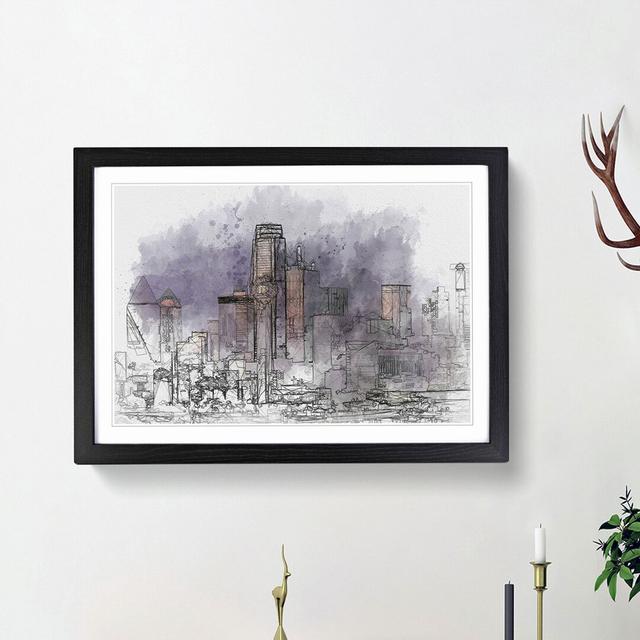 Dallas Texas Skyline at Dusk in Abstract - Picture Frame Graphic Art Print East Urban Home Frame Option: Black Framed, Size: 48cm H x 65cm W x 2cm D on Productcaster.