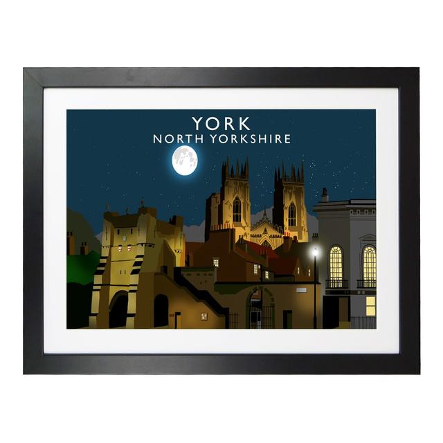 York Night by Richard O'Neil - Print East Urban Home Format: Black Wood Frame, Size: 33.5 cm H x 43.5 cm W x 2.2 cm D on Productcaster.