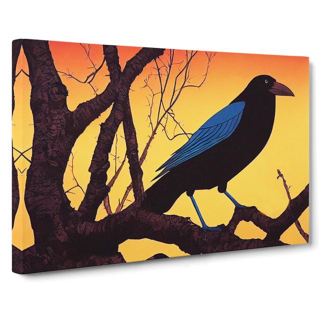 Enthralling Crow Bird - Wrapped Canvas Art Prints Marlow Home Co. Size: 50cm H x 76cm W x 3cm D on Productcaster.