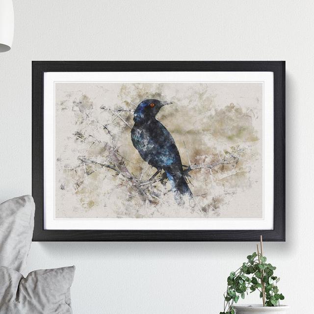 Starling Bird Watercolour - Picture Frame Graphic Art East Urban Home Size: 65cm H x 90cm W x 2cm D, Frame Option: Black on Productcaster.