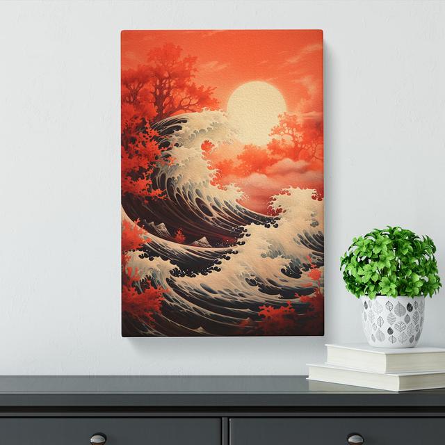 Wave Japanese Classicism Art House of Hampton Size: 50cm H x 35cm W x 3cm D on Productcaster.