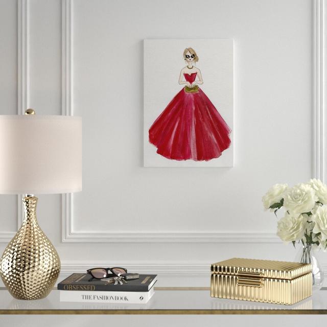 Red Dress Fashion Outing - Art Print Print East Urban Home Format: Wrapped Canvas, Size: 101.6cm H x 152.40cm W x 5.08cm D on Productcaster.