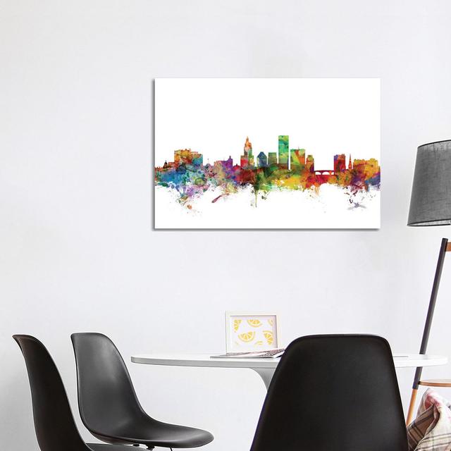 Providence, Rhode Island Skyline by Michael Tompsett - Wrapped Canvas Painting Latitude Run Size: 66.04cm H x 101.6cm W x 3.81cm D on Productcaster.