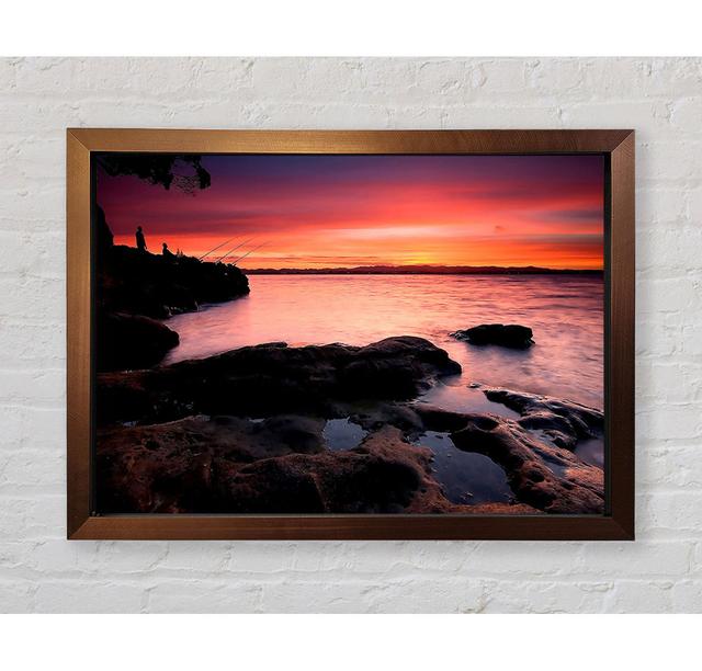 Fishing At Dusk Framed Print House of Hampton Size: 59.7cm H x 84.1cm W on Productcaster.