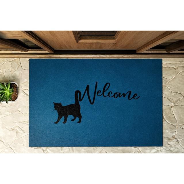 Cat Greeting W39 x L59 cm Non-Slip Outdoor Door Mat East Urban Home on Productcaster.