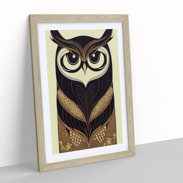 Art Nouveau Owl No.1 - Picture Frame Graphic Art Alpen Home Size: 34cm H x 25cm W, Frame Colour: Beige on Productcaster.