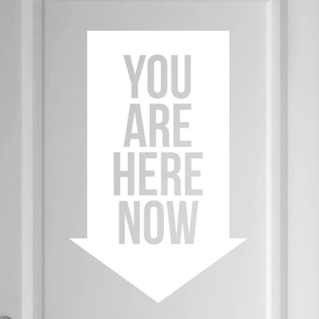 You Are Here Now Door Room Wall Sticker Happy Larry Colour: White on Productcaster.