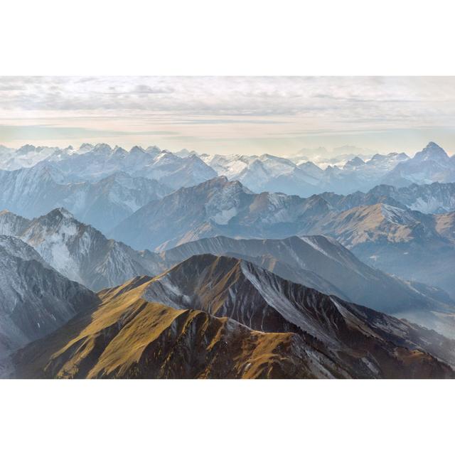 Aerial Panorama of Mountain Peaks - Wrapped Canvas Photograph Alpen Home Size: 51cm H x 76cm W x 3.8cm D on Productcaster.