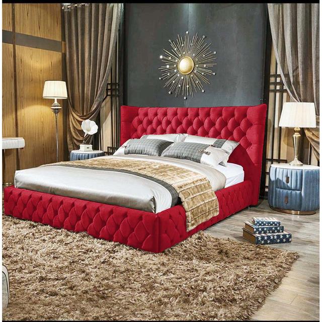 Achilleas Upholstered Bed Canora Grey Colour: Red, Size: Small Double (4') on Productcaster.