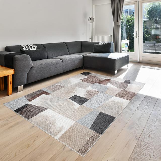 Cambon Patchwork Machine Woven Beige Area Rug Fjørde & Co Rug Size: Rectangle 80 x 150cm on Productcaster.