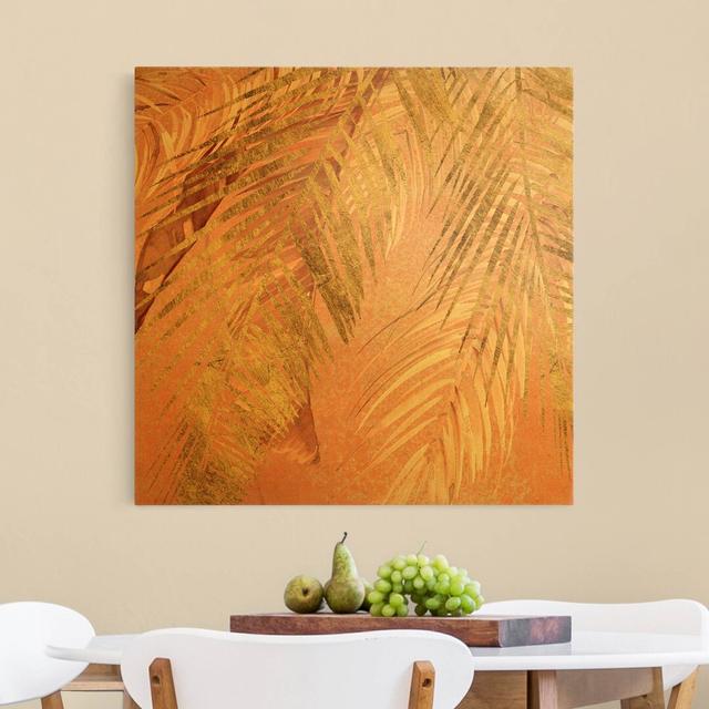 Palm Leaves Pink and Gold III - Wrapped Canvas Graphic Art Bay Isle Home Size: 50cm H x 50cm W on Productcaster.