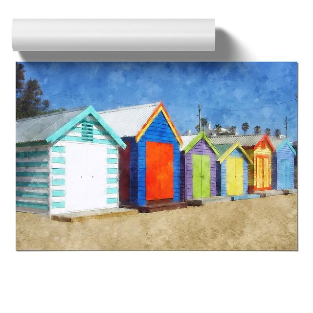 Colourful Beach Huts - No Frame Painting East Urban Home Size: 21cm H x 30cm W x 0.1cm D on Productcaster.