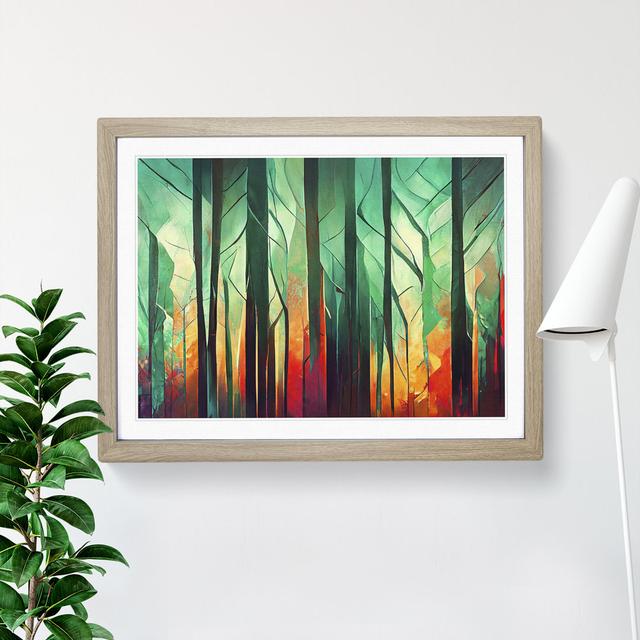 Exciting Abstract Forest Vol.3 - Picture Frame Painting 17 Stories Frame Colour: Oak, Size: 46cm H x 64cm W x 2cm D on Productcaster.