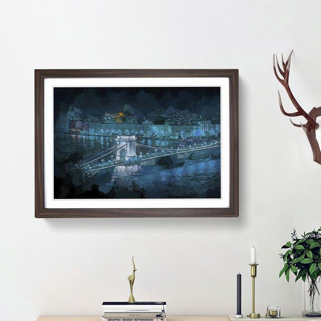 Chain Bridge in Budapest in Abstract - Picture Frame Painting Print East Urban Home Size: 36cm H x 48cm W x 2cm D, Frame Option: Walnut Framed on Productcaster.