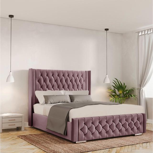 Athlene Bed Canora Grey Colour: Lilac, Size: King - 150 x 200 cm on Productcaster.