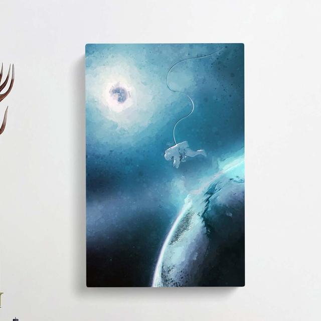 Astronaut By The Moon In Abstract - Wrapped Canvas Painting East Urban Home Size: 60cm H x 40cm W x 3cm D on Productcaster.