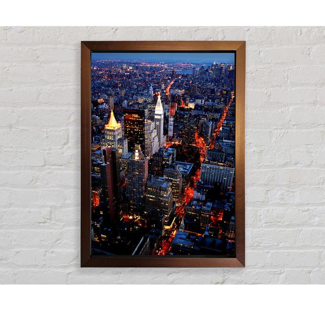 NYC Ariel View City Lights - Single Picture Frame Art Prints Bright Star Size: 84.1cm H x 59.7cm W x 3.4cm D on Productcaster.