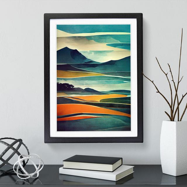 Mountain Landscape Abstract No.1 - Picture Frame Painting Alpen Home Frame Colour: Black, Size: 64cm H x 46cm W x 2cm D on Productcaster.