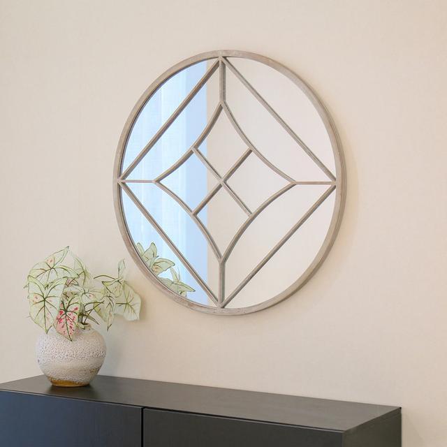 Lisbon Round Sand Effect Finish Mirror - Cream Fairmont Park on Productcaster.