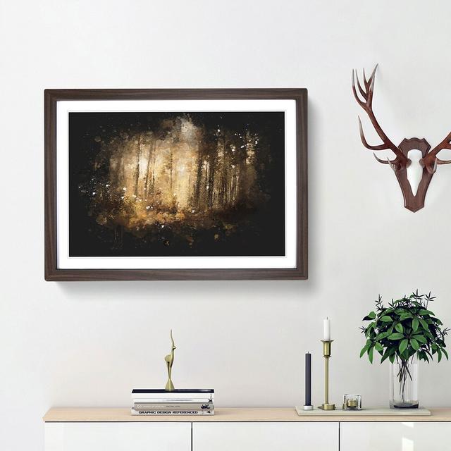 Forest In An Orange Glow Paint Splash - Picture Frame Graphic Art East Urban Home Size: 33cm H x 45cm W x 2cm D, Frame Option: Walnut Framed on Productcaster.