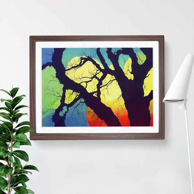 Vivid Colourful Tree Abstract - Picture Frame Graphic Art Metro Lane Size: 34cm H x 46cm W, Frame Colour: Walnut on Productcaster.