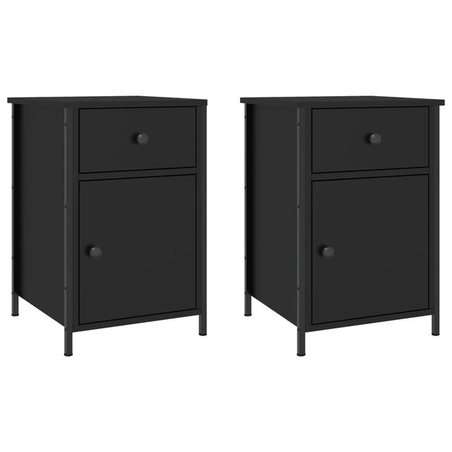 Maybritt 1 Drawer Bedside Table (Set of 2) 17 Stories Colour: Black on Productcaster.