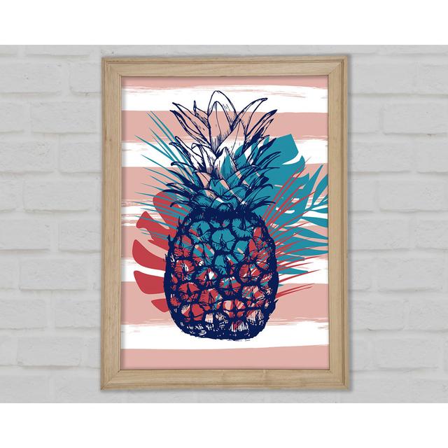 Pop Art Pineapple Palm Leaves - Single Picture Frame Art Prints 17 Stories Size: 84.1cm H x 59.7cm W x 1.5cm D on Productcaster.