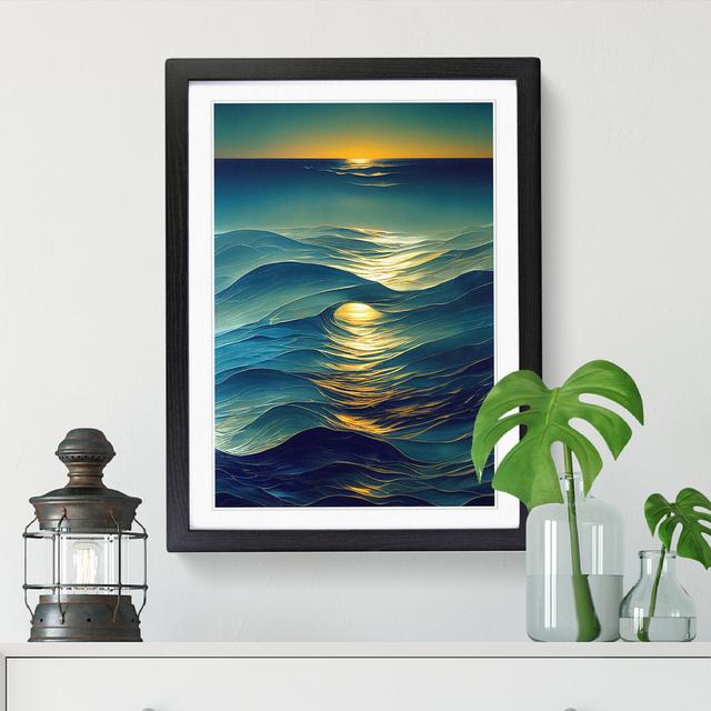 Seascape Glass - Single Picture Frame Painting House of Hampton Frame Option: Oak, Size: 64cm H x 46cm W x 2cm D on Productcaster.