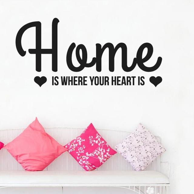 Home Is Where Your Heart Is Two Cute Heart Wall Sticker East Urban Home Size: Medium, Colour: Black on Productcaster.