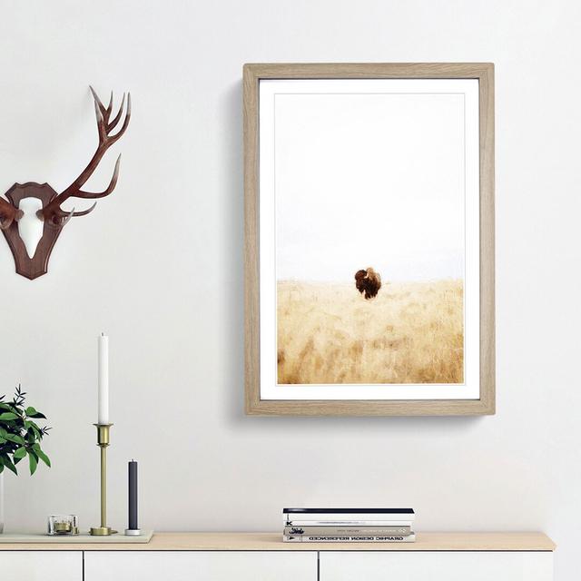 Bison Gaze - Picture Frame Painting Print East Urban Home Frame Option: Oak Framed, Size: 48cm H x 36cm W x 2cm D on Productcaster.