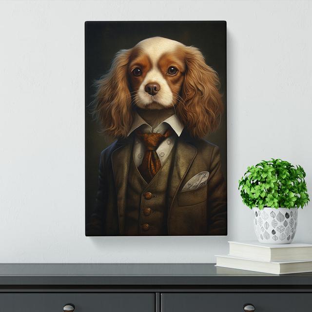 Cavalier King Charles Spaniel in a Suit Painting No.2 Happy Larry Size: 76cm H x 50cm W x 3cm D on Productcaster.