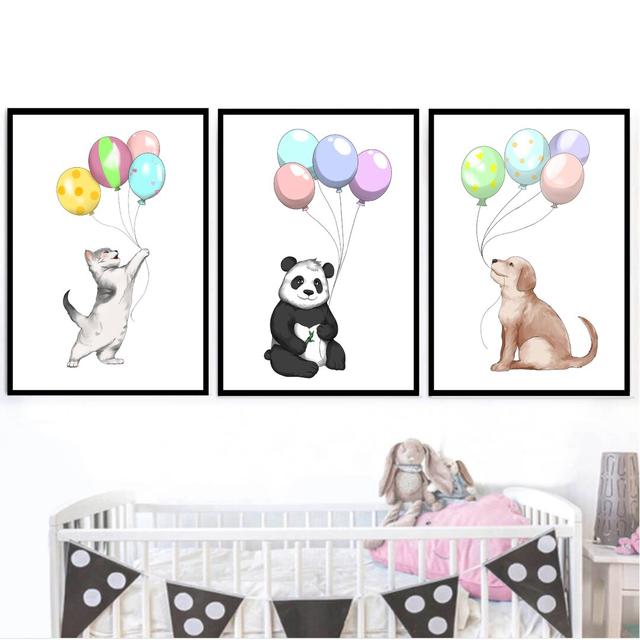 Animal Party - 3 Piece Picture Frame Graphic Art Print Set on Paper Clock Canvas Size: 50cm H x 120cm W x 3cm D, Frame Option: Black Framed on Productcaster.