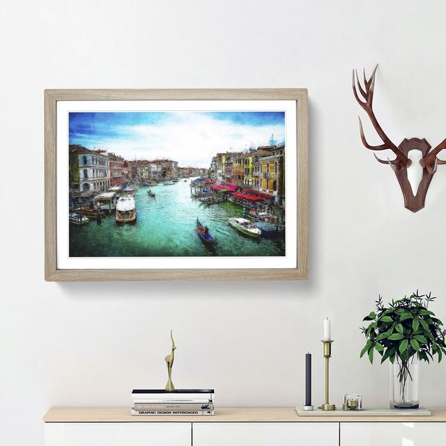 Gondolas in Venice Italy - Picture Frame Graphic Art Print East Urban Home Frame Option: Oak Framed, Size: 24cm H x 33cm W x 2cm D on Productcaster.