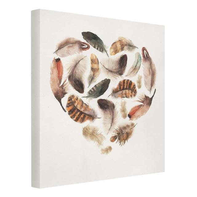 Heart Made of Feathers - Wrapped Canvas Graphic Art Latitude Vive on Productcaster.