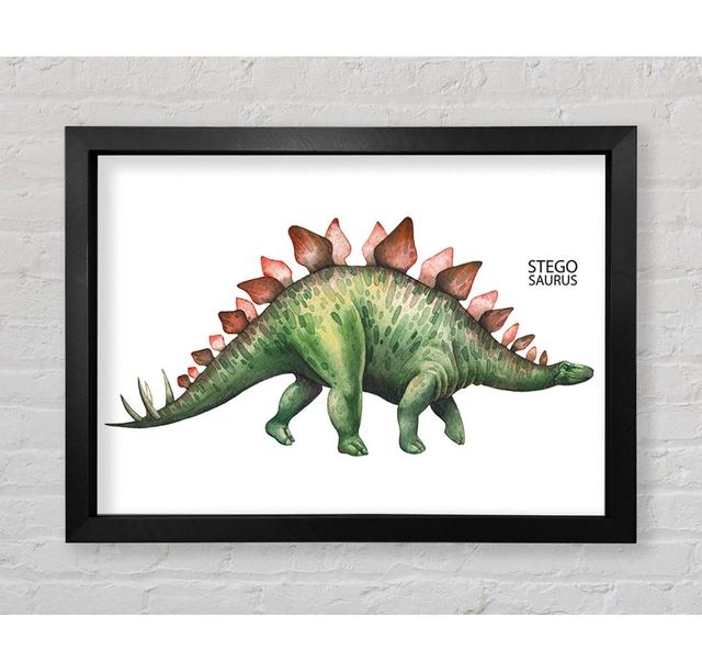 Stegosaurus Framed Print Happy Larry Size: 59.7cm H x 84.1cm W x 3cm D, Format: Black Framed Wood on Productcaster.