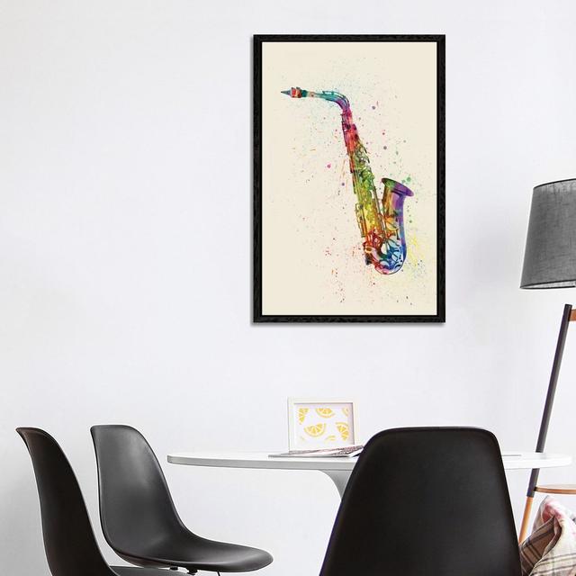 Saxophone by Michael Tompsett - Print on Canvas East Urban Home Format: Black Framed, Size: 101.6cm H x 66.04cm W x 3.8cm D on Productcaster.