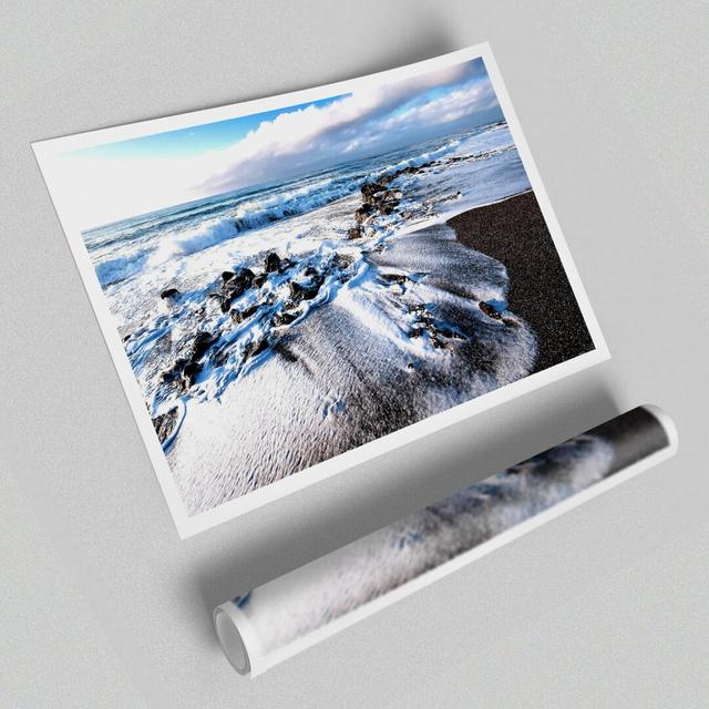 Waves Crashing on the Beach - Graphic Art Print on Paper East Urban Home Size: 42 cm H x 59.4 cm W on Productcaster.