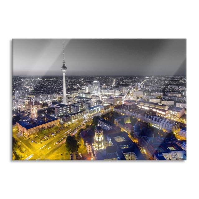 Berlin City Panorama - No Frame Print on Glass Brayden Studio Size: 60cm H x 80cm W x 0.4cm D on Productcaster.