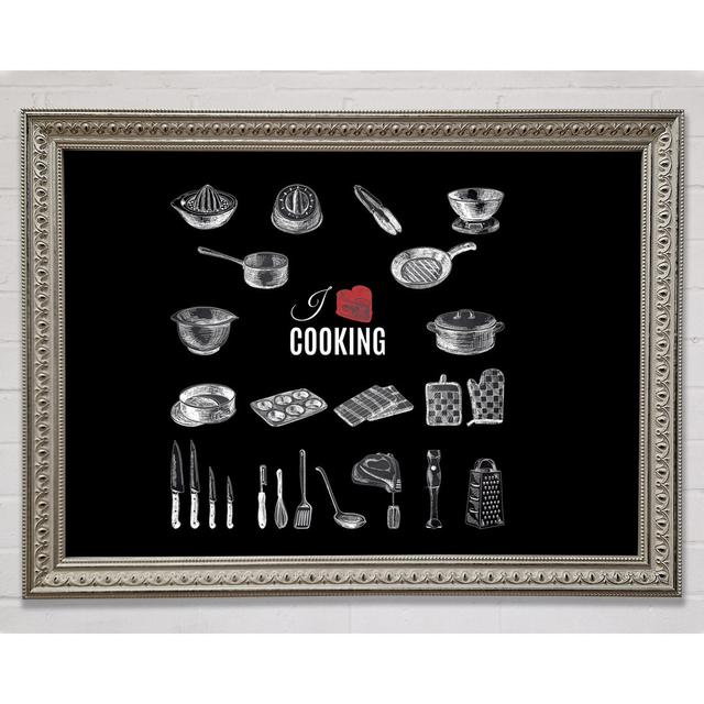 I Love Cooking 2 Framed Print Ophelia & Co. Format: Silver Framed Paper, Size: 59.7cm H x 84.1cm W x 3cm D on Productcaster.