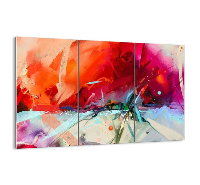 An Explosion of Lights and Colours - 3 Piece Unframed Painting Print Set on Glass Latitude Run Size: 70cm H x 105cm W x 1.8cm D on Productcaster.