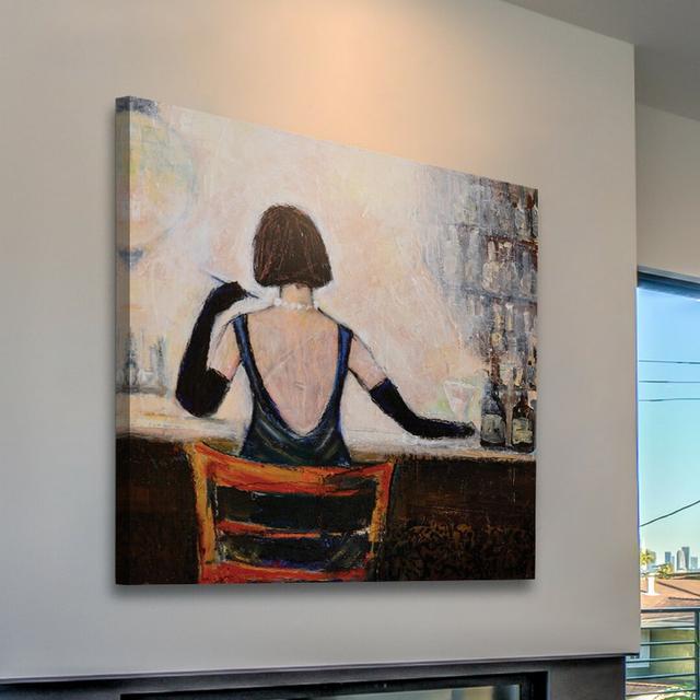 'Bar Scene Woman' by Lana Greben Art Print on Wrapped Canvas East Urban Home Size: 122cm H x 122cm W x 3.81cm D on Productcaster.