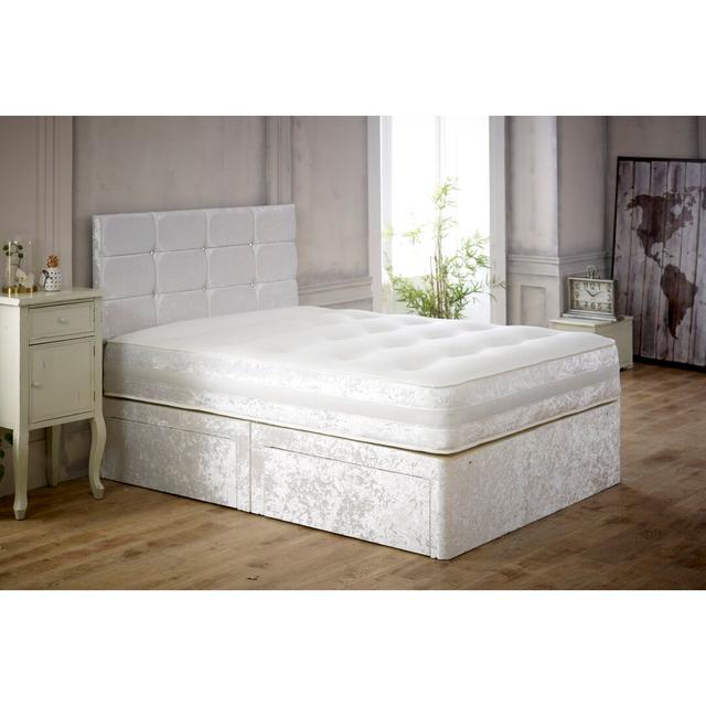 Ceda Pocketsprung Divan Bed Set 17 Stories Colour: White, Size: Small Double (4'), Storage Type: 2 Drawers Same Side on Productcaster.