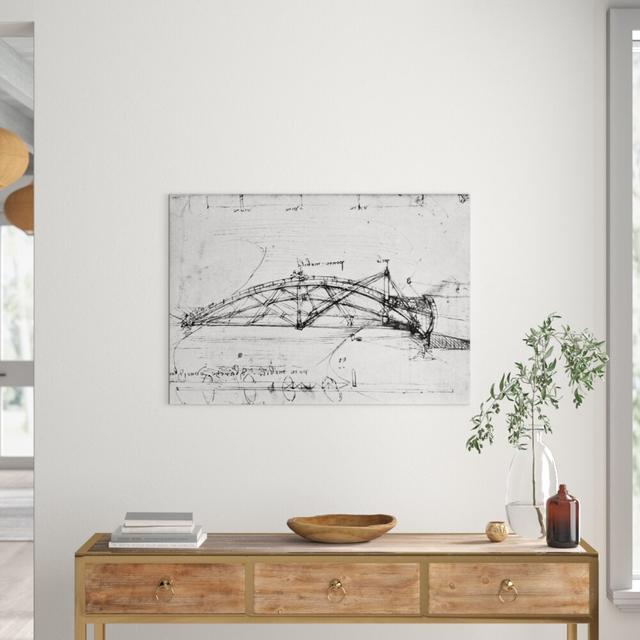 'Design for a Parabolic Swing Bridge' by Leonardo Da Vinci Drawing Print Borough Wharf Size: 30 cm H x 40 cm W x 0.2 cm D, Format: Unframed Paper on Productcaster.