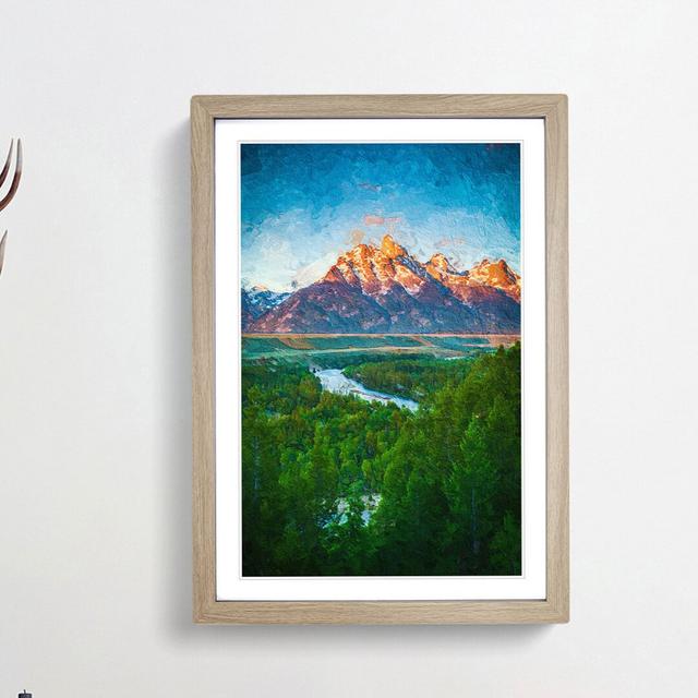 Teton Mountain Range - Picture Frame Painting Print East Urban Home Size: 36cm H x 27cm W x 2cm D, Frame Option: Oak Framed on Productcaster.