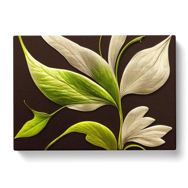 Pretty Floral Leaves - Wrapped Canvas Graphic Art Marlow Home Co. Size: 40cm H x 60cm W x 3cm D on Productcaster.