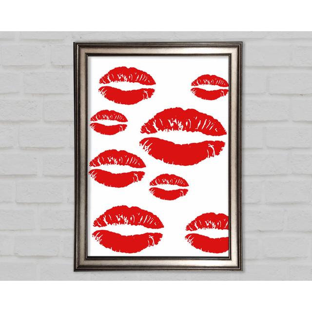 Red Lips Galore Framed Print Wall Art Happy Larry Size: 42cm H x 29.7cm W x 1.5cm D, Format: Black Framed Paper on Productcaster.