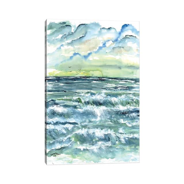 Waves Seascape House of Hampton Size: 30.48cm H x 20.32cm W x 1.905cm D on Productcaster.