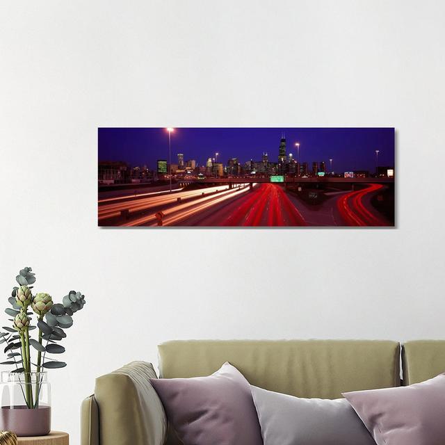 Kennedy Expressway Chicago IL USA - Wrapped Canvas Panoramic Print Ebern Designs Size: 40.64cm H x 121.92cm W x 3.81cm D on Productcaster.