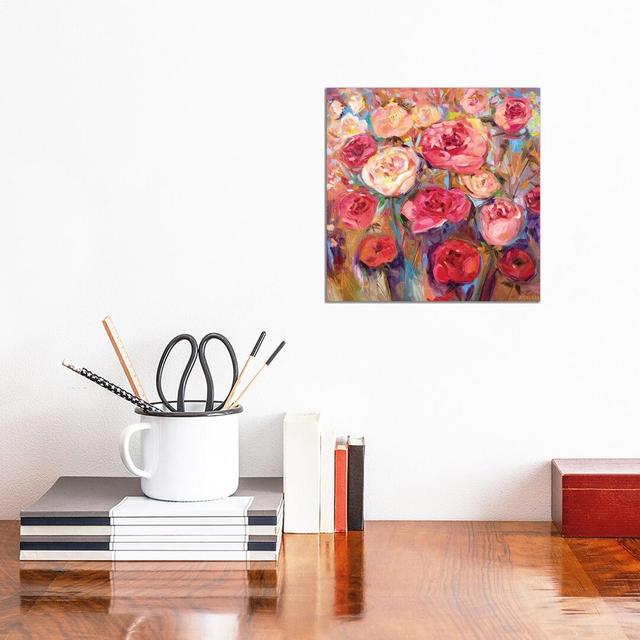 Roses by Ekaterina Ermilkina - Painting on Canvas Rosalind Wheeler Size: 30.48cm H x 30.48cm W x 1.91cm D, Format: Wrapped Canvas on Productcaster.