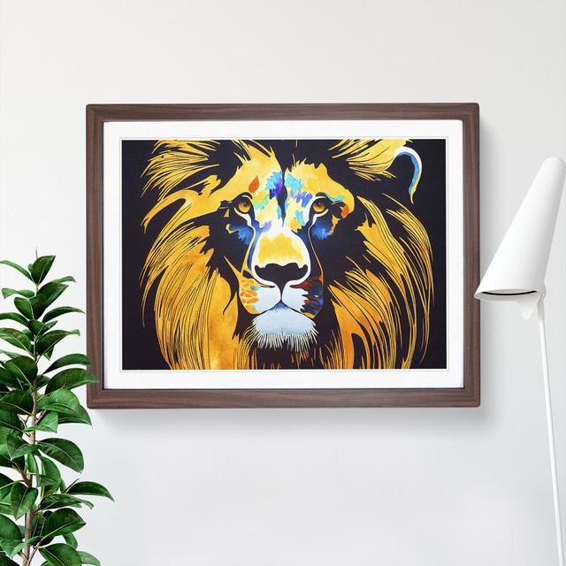 Lion Watercolour Vol.2 Abstract - Single Picture Frame Print Latitude Vive Size: 34cm H x 46cm W, Frame Colour: Brown on Productcaster.